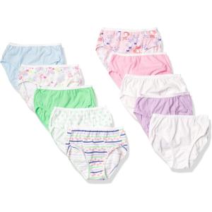 Hanes girls And Toddler Underwear, Cotton Knit Tagless Brief, Hipster, and Bikini Panties, Multipack (Colors May Vary)(Briefs – Assorted 2 – 10 Pack)