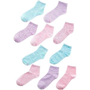 Hanes girls Comfortsoft Ankle Socks, Soft Stretch Socks for Girls, Assorted, 10-pair Pack(Ankle – Pink/Lavender/Teal – 10 Pack)