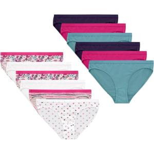 Hanes girls Cotton Stretch Underwear(Purple  Blue  Pink  Floral Print  Stripe Print  Dot Print)