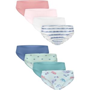 Hanes girls Organic Underwear, Brief & Hipster, Toddler & Girl Sizes, Pure Comfort Organic 100% Cotton Panties, 8-pack(Blue/Stripes/Pink/White)