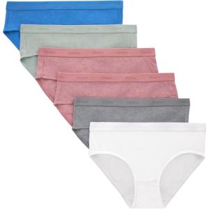 Hanes girls Originals Supersoft Bikini Underwear, Modal Rib Panties for Girls, 6-pack(Hipster – Blue/Rose/White 6-pack)