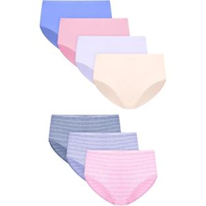 Hanes girls Underwear Briefs, 7-pack, Pure Comfort Microfiber Brief Panties for Girls, Assorted(Blush/Blue/Purple)
