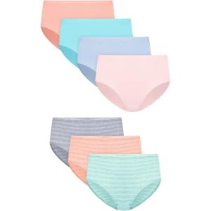 Hanes girls Underwear Briefs, 7-pack, Pure Comfort Microfiber Brief Panties for Girls, Assorted(Coral/Blue/Aqua)