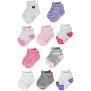 Hanes unisex-baby And Toddler Socks, Non-slip Grip Ankle Socks, Boys’ and Girls’, Multipacks(Pink/White/Purple/Grey – 10 Pack)