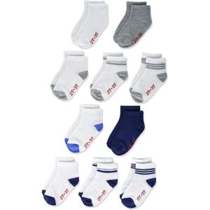 Hanes unisex-baby And Toddler Socks, Non-slip Grip Ankle Socks, Boys’ and Girls’, Multipacks(White/Grey/Navy – 10 Pack)