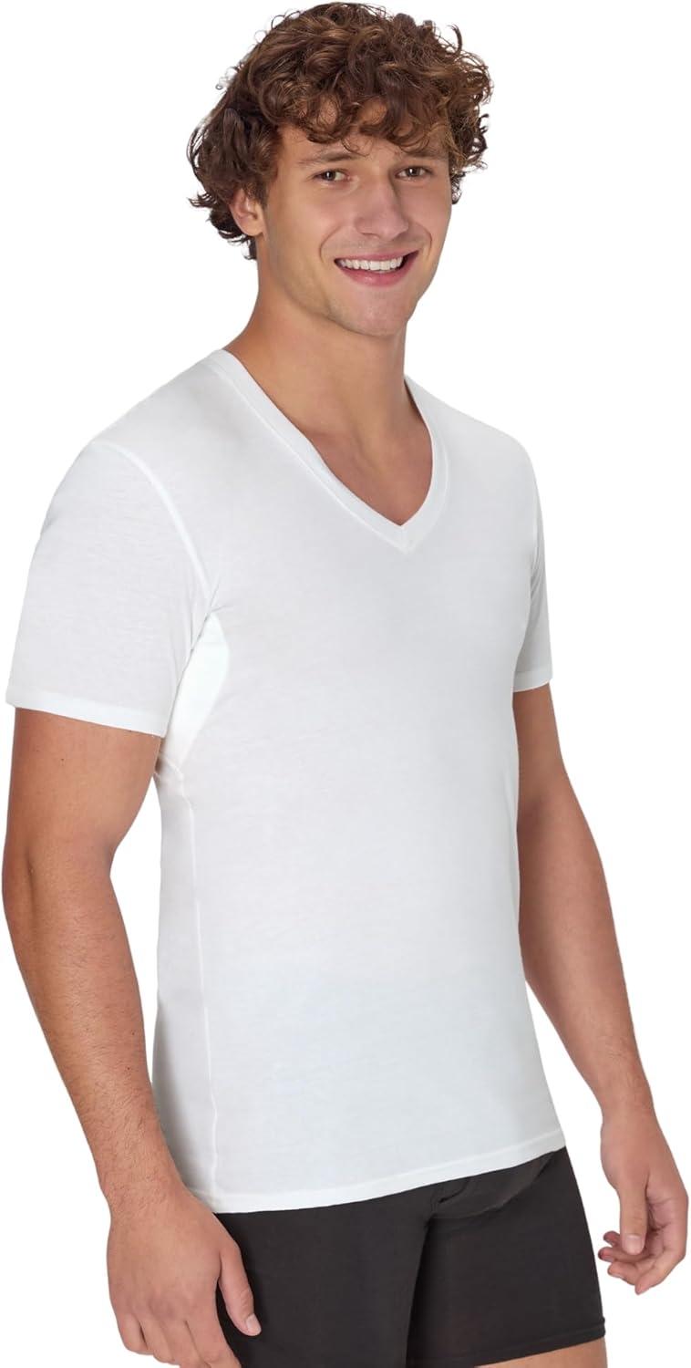 imageHanes Mens Sweat Block Undershirt Underarm Sweat Blocking Tee White VNeck TShirt 3PackWhite