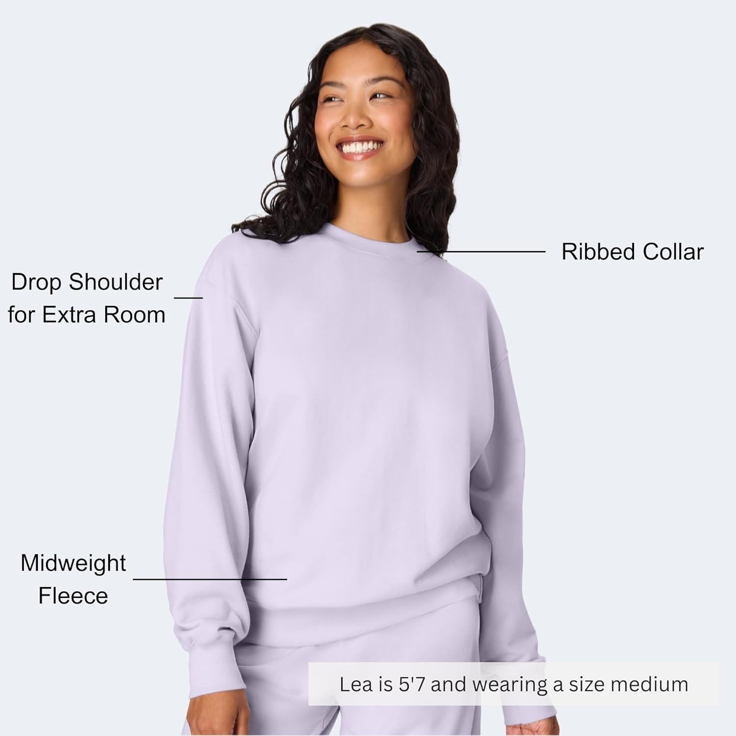imageHanes Originals Womens Fleece Sweatshirt Midweight Sweatshirt for Women Placed FlowersUrban Lilac