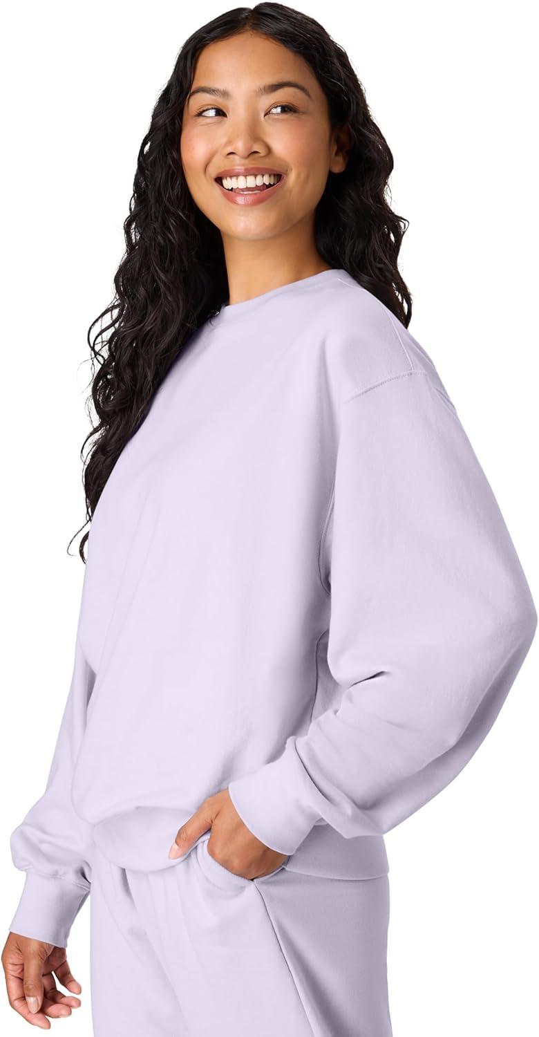 imageHanes Originals Womens Fleece Sweatshirt Midweight Sweatshirt for Women Placed FlowersUrban Lilac