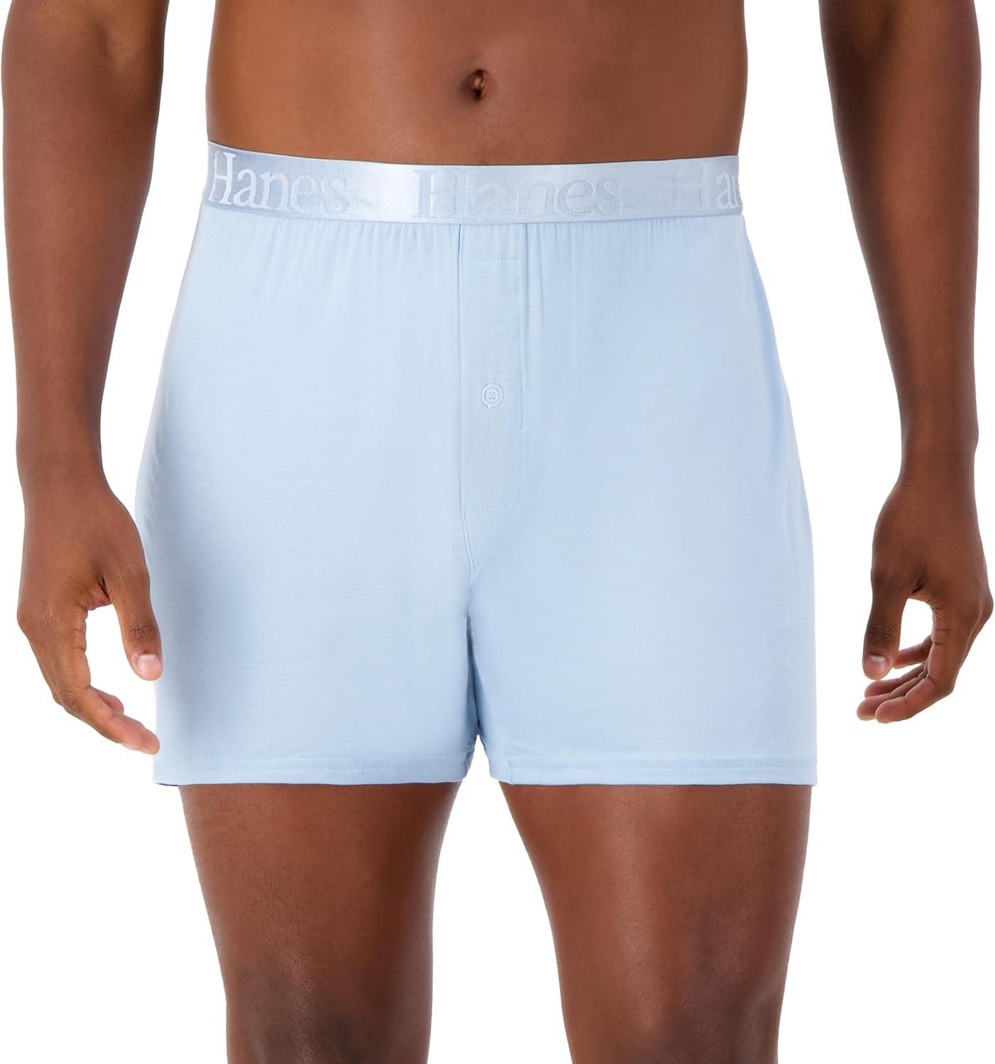 imageHanes mens Originals Supersoft Knit Boxers Supersoft Bamboo from Viscose Underwear 3packBlack Light Blue Grey 3 Pack