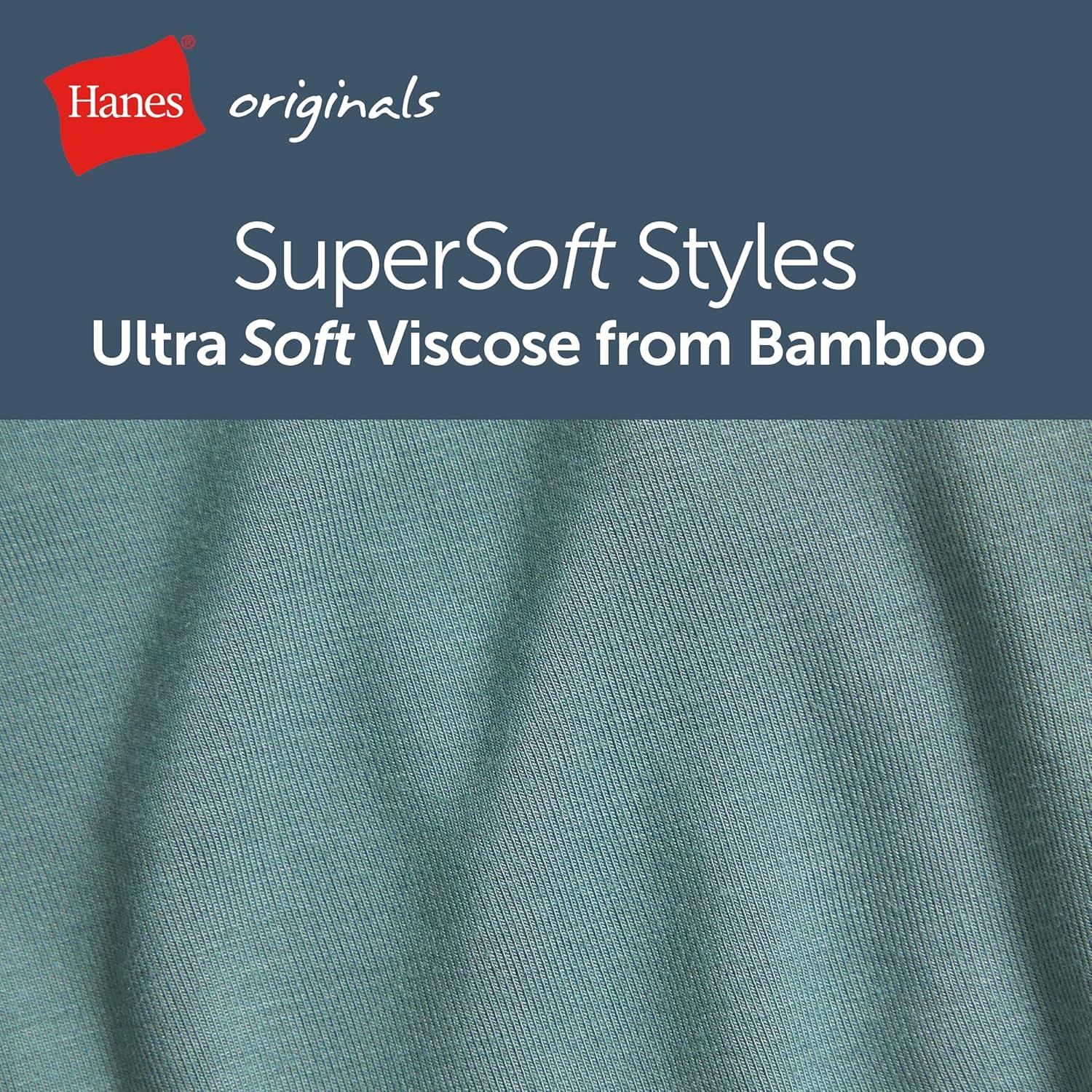 imageHanes mens Originals Supersoft Knit Boxers Supersoft Bamboo from Viscose Underwear 3packBlack Light Blue Grey 3 Pack