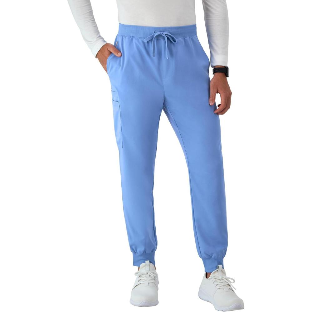 imageHanes Mens Scrubs Healthcare Joggers Scrub Joggers for Men MoistureWicking amp Odor Control Multiple PocketsCeil Blue 2
