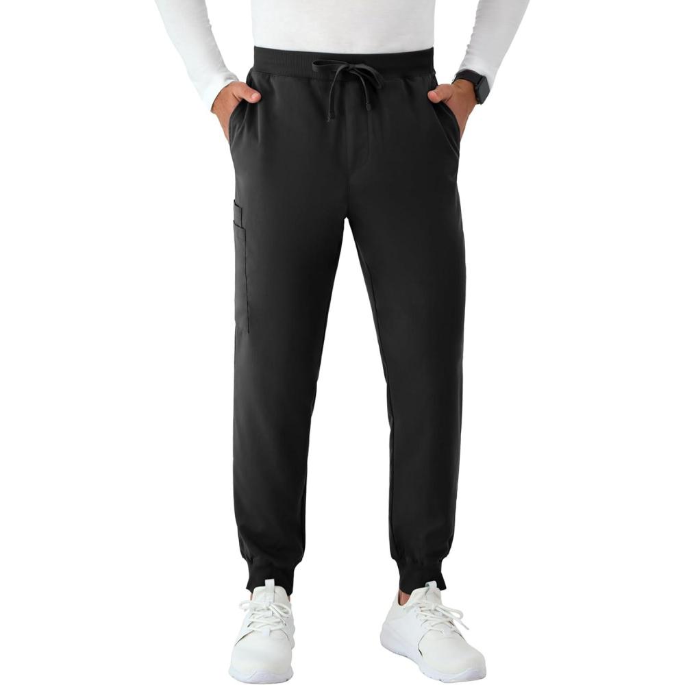 imageHanes Mens Scrubs Healthcare Joggers Scrub Joggers for Men MoistureWicking amp Odor Control Multiple PocketsNew Ebony