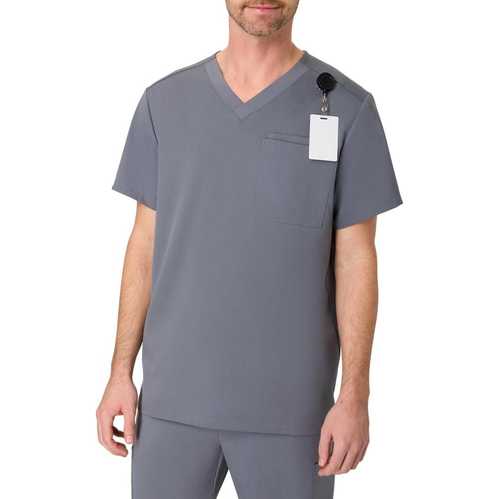 imageHanes Mens Scrubs Healthcare Top Scrub Shirt for Men MoistureWicking amp Odor Control One PocketSlate Grey