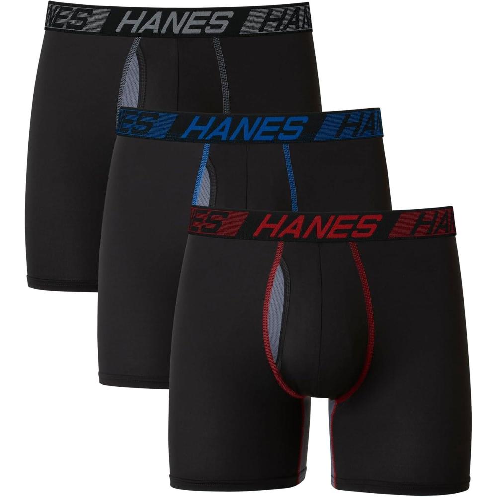 imageHanes Mens Underwear Boxer Briefs Pack 3Pack Total Support Pouch Sexy Mens Underwear Long or ShortLeg Underwear Boxer Briefs