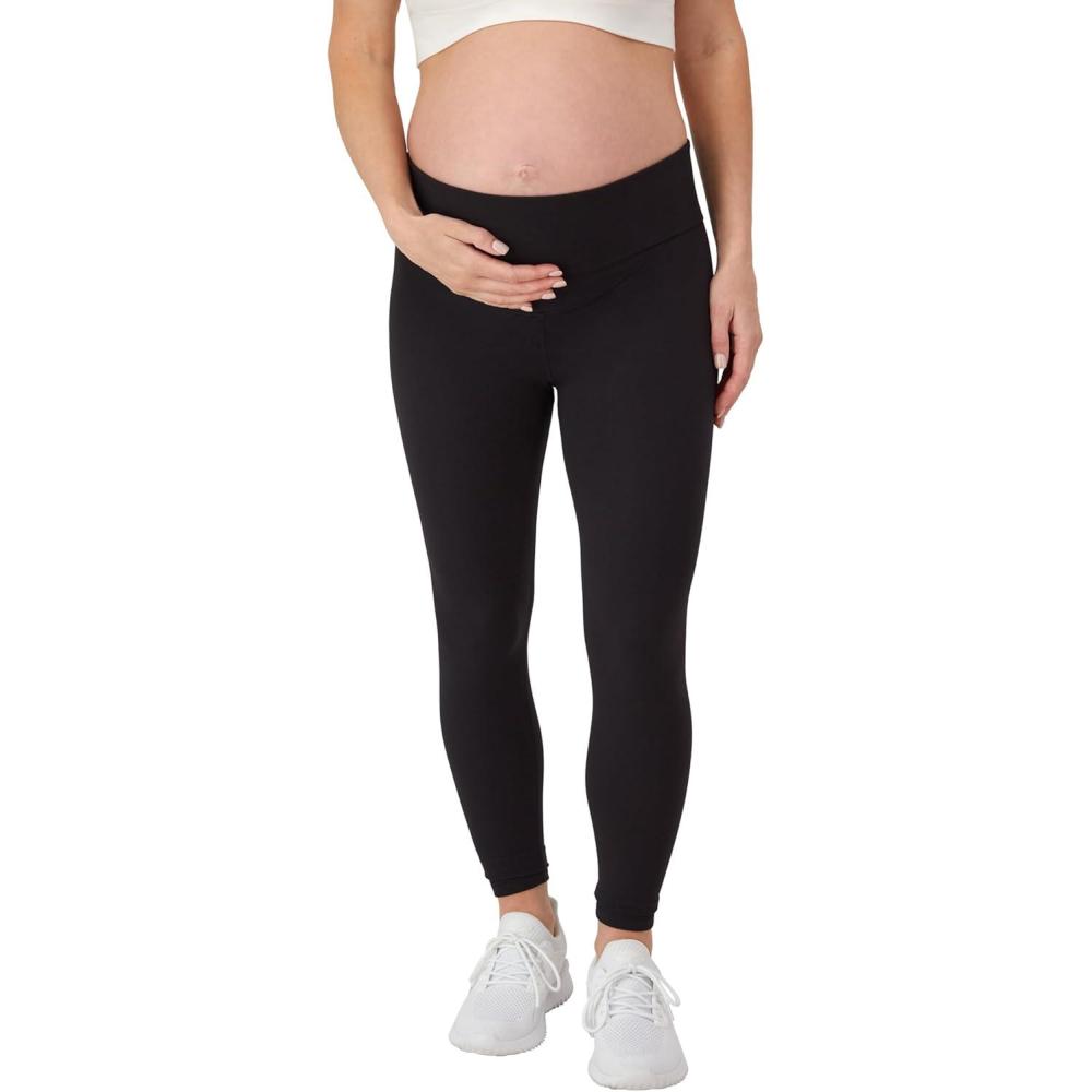 imageHanes Womens Maternity Leak Protection 78 Leggings Pregnancy Leggings with Builtin Underwear 25 InseamBlack