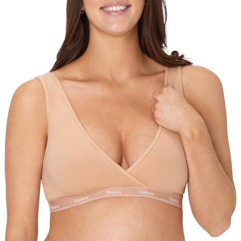 imageHanes Womens Maternity Nursing Bra Lounge Nursing Bralette MoistureWicking Odor ProtectionDeep Glow