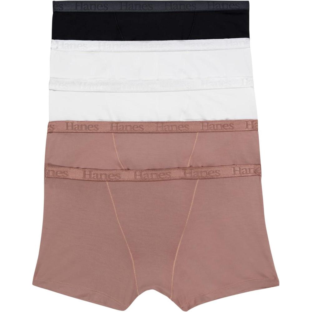 imageHanes Womens Originals Ultra SuperSoft Boxer Brief Underwear 5PackEarthen TanWhiteBlack