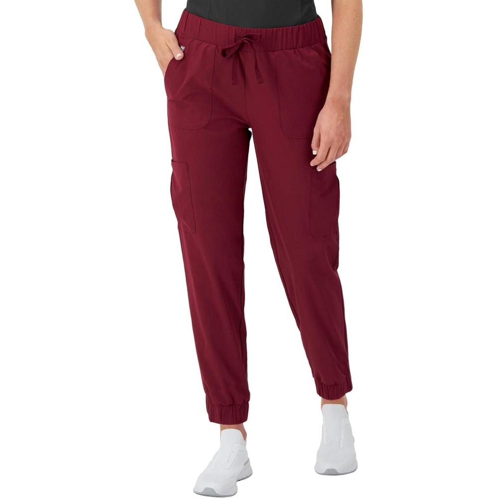 imageHanes Womens Scrubs Cargo Joggers Healthcare Scrub Joggers for Women Moisture WickingAfternoon Burgundy