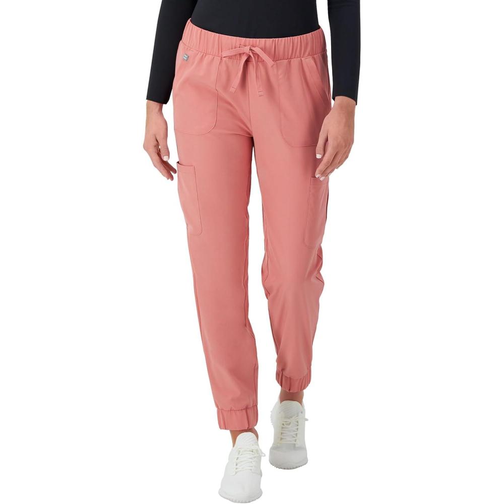imageHanes Womens Scrubs Cargo Joggers Healthcare Scrub Joggers for Women Moisture WickingRose Ranch Pink