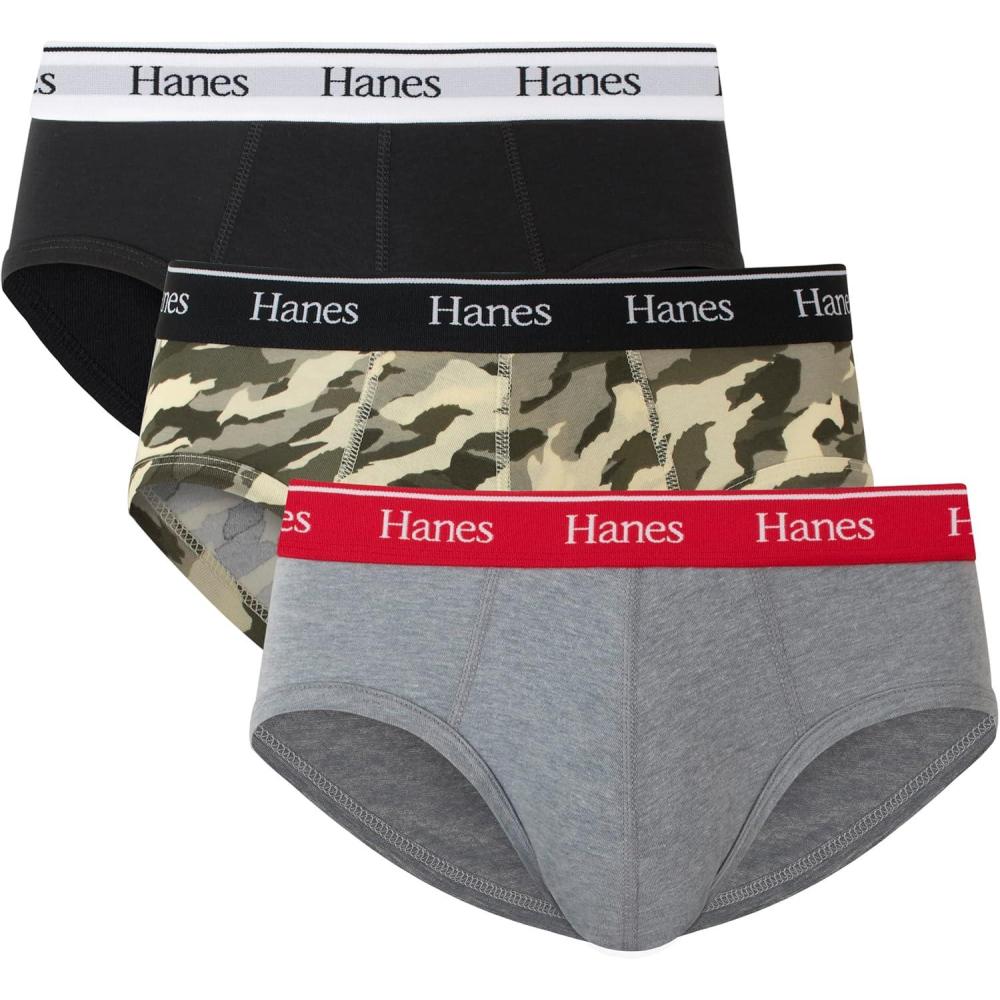 imageHanes mens Originals Stretch Cotton Briefs Pack Moisturewicking Underwear for Men 3packBlackConcrete HeatherCamo