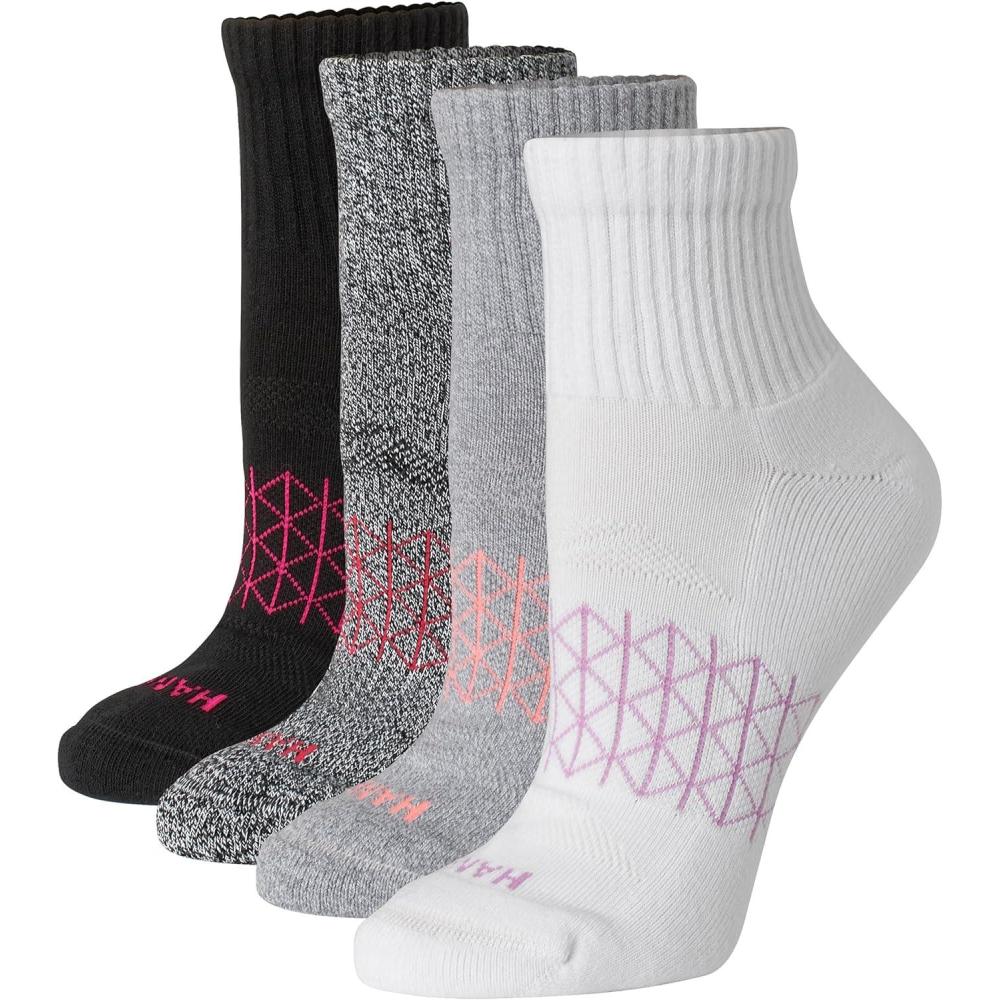 imageHanes womens Cushioned Ankle Socks Absolute Active Ankle Socks for Women Seamless Toe 4prsGrey