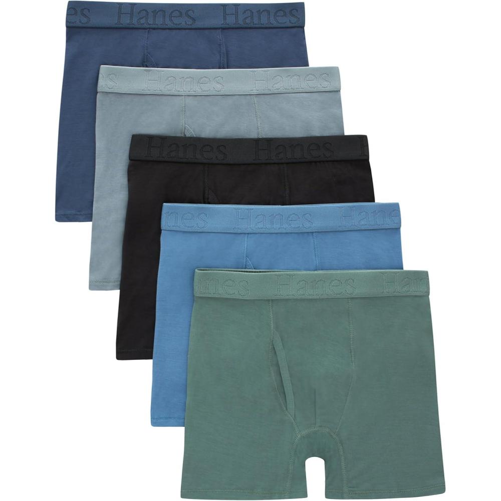 imageboys Hanes Originals Ultimate Supersoft Boys Boxer Brief Underwear Assorted 5packGreenBlueBlack 5pack