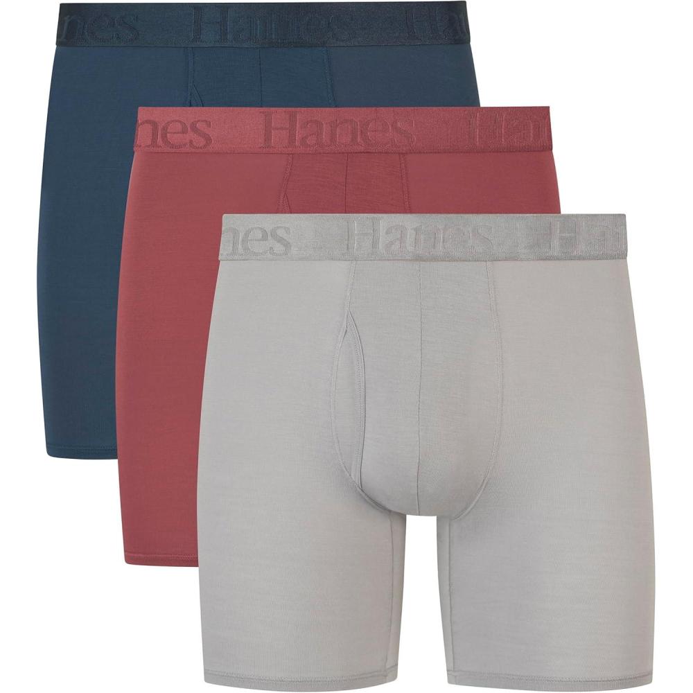 imagemens Originals Supersoft Boxer Briefs amp Trunks Supersoft Bamboo from Viscose Underwear 3packRegular Leg  Blue  Grey  Red  3 Pack