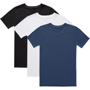 Hanes Boys’ Originals Supersoft Moisture-Wicking T-Shirt 3-Pack(Black/White/Blue 3-pack)