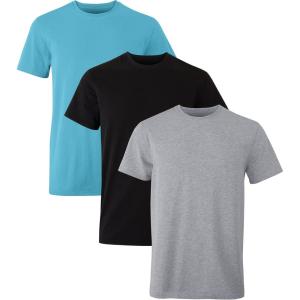 Hanes Mens Originals Stretch Crew T-Shirts Pack, Stretch Cotton Tees for Men, Moisture-Wicking Tee Shirts, 3-Pack(Chambray Jade  Black  Concrete Heather)
