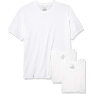 Hanes Mens Originals Stretch Crew T-Shirts Pack, Stretch Cotton Tees for Men, Moisture-Wicking Tee Shirts, 3-Pack(White)