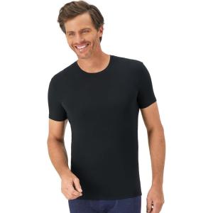 Hanes Men’s Perfect Flex Crewneck Tee, 1-Pack, Stay Tucked Fitted Undershirt, Slim Fit Tight on Arms, White & Black(Black)