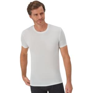 Hanes Men’s Perfect Flex Crewneck Tee, 1-Pack, Stay Tucked Fitted Undershirt, Slim Fit Tight on Arms, White & Black(White)