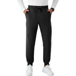 Hanes Mens Scrubs Healthcare Joggers, Scrub Joggers for Men, Moisture-Wicking & Odor Control, Multiple Pockets(New Ebony)