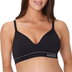Hanes Womens Maternity Nursing Bra, Seamless Wireless Nursing Bralette for Women, Adjustable Straps(Black)