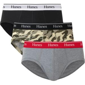 Hanes mens Originals Stretch Cotton Briefs Pack, Moisture-wicking Underwear for Men, 3-pack(Black/Concrete Heather/Camo)