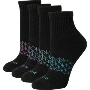 Hanes womens Cushioned Ankle Socks, Absolute Active Ankle Socks for Women, Seamless Toe, 4-prs(Black)