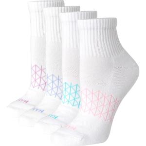Hanes womens Cushioned Ankle Socks, Absolute Active Ankle Socks for Women, Seamless Toe, 4-prs(White)