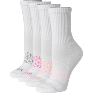 Hanes womens Cushioned Crew Socks, Absolute Active Crew Socks for Women, Seamless Toe, 4-pairs(White)