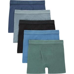 boys Hanes Originals Ultimate Supersoft Boys’ Boxer Brief Underwear, Assorted, 5-pack(Green/Blue/Black)