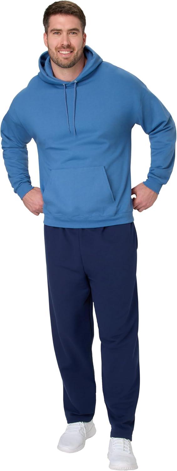 imageHanes Mens EcoSmart Sweatpants Athletic Lounge Pants with Pockets Open Hem Bottom Fleece PantsNavy