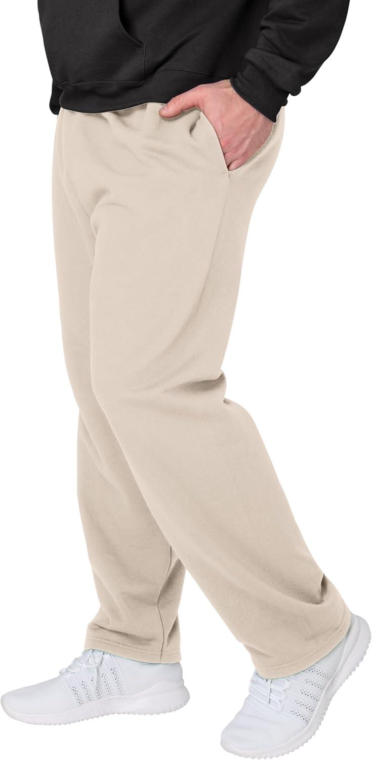 imageHanes Mens EcoSmart Sweatpants Athletic Lounge Pants with Pockets Open Hem Bottom Fleece PantsSand