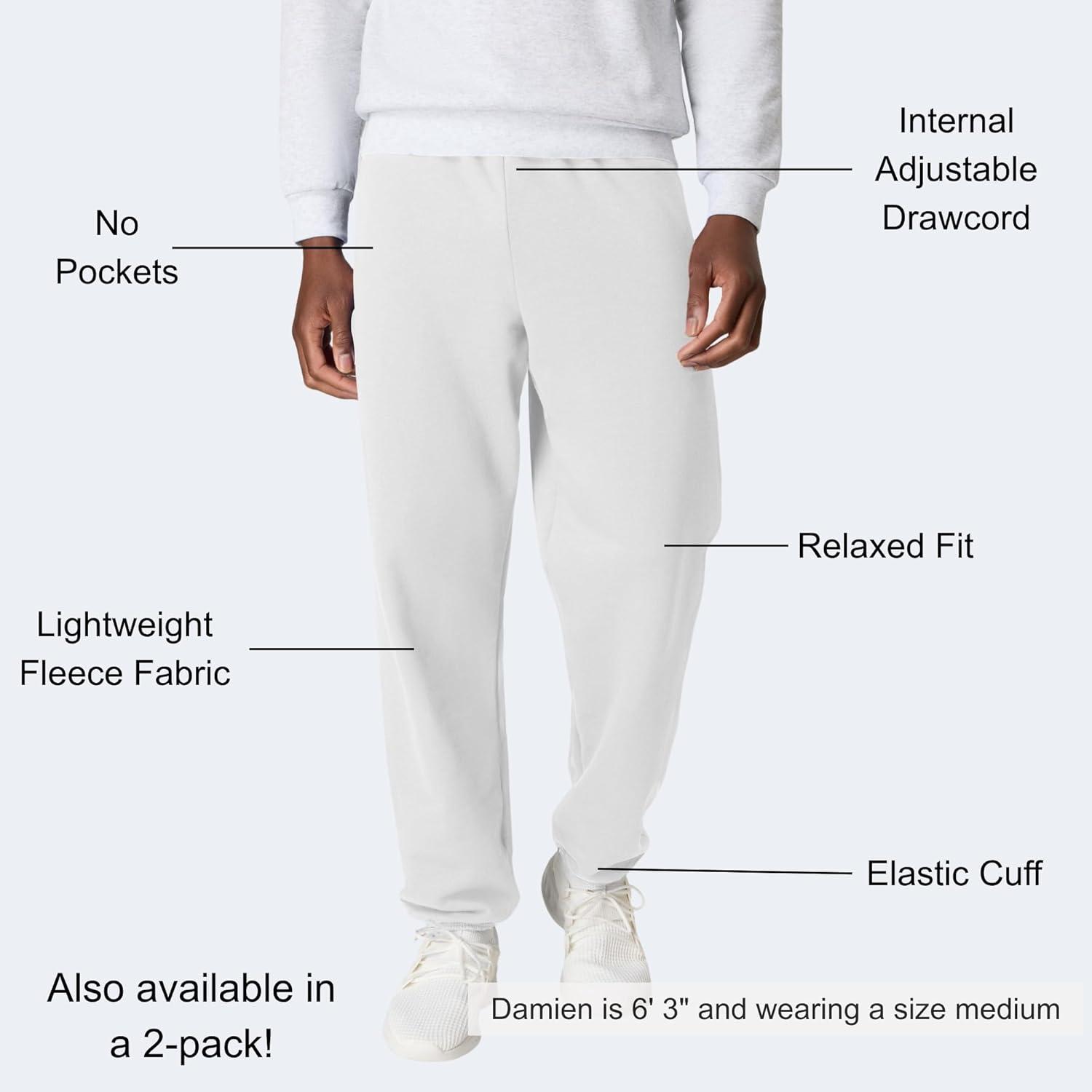 imageHanes Mens Ecosmart Best Sweatpants Athletic Lounge Pants with Ced CuffsWhite  1 Pack