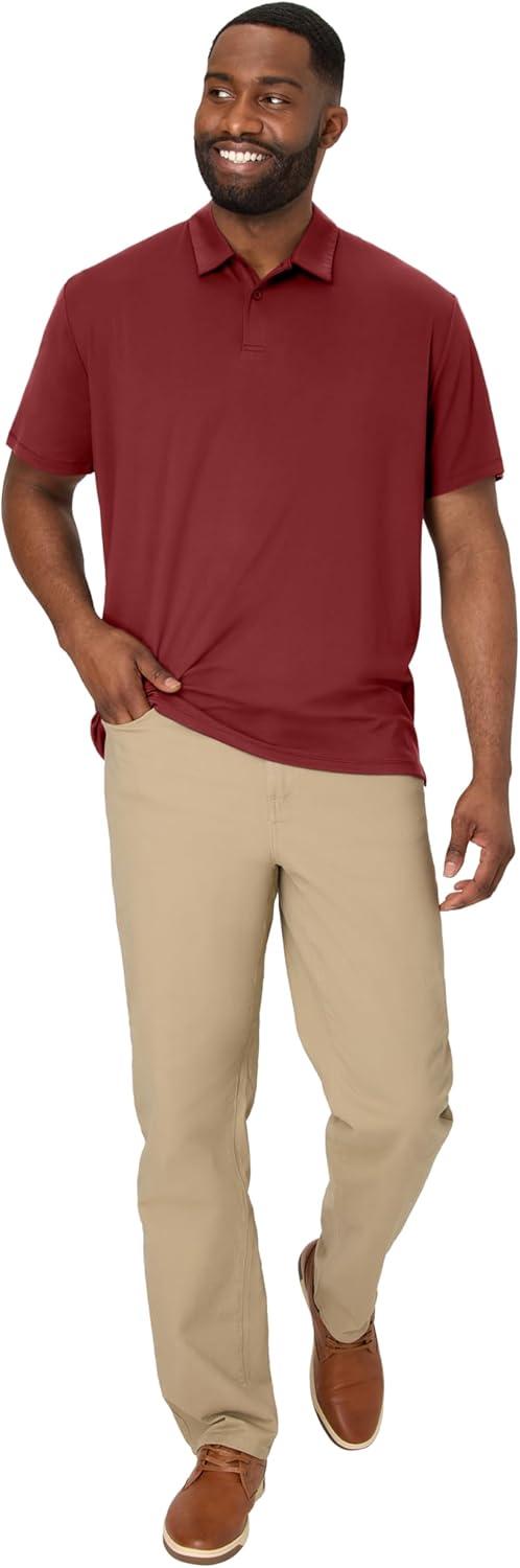 imageHanes Mens Moves Performance Polo Short Sleeve Polo Shirt for Men MoistureWickingCardinal Red