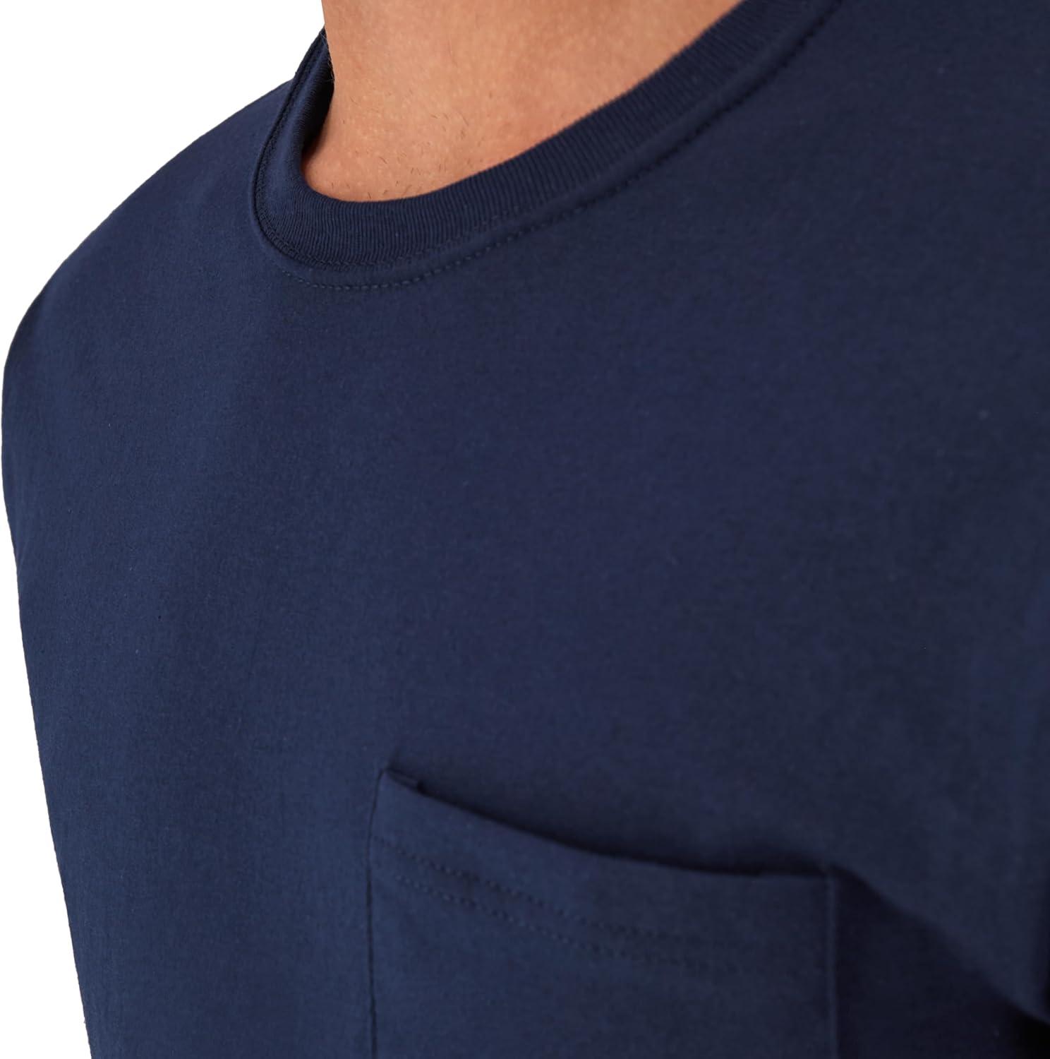 imageHanes Mens Pocket TShirt Pack 6Pack Cool amp Breathable Cotton Tees StayTucked Undershirts for MenGrey Heather  Black  White  Navy  Blue Heather