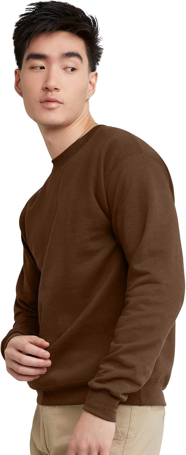 imageHanes Mens Sweatshirt EcoSmart Fleece Crewneck Sweatshirt Big amp Tall Available 1 or 2PackArmy Brown