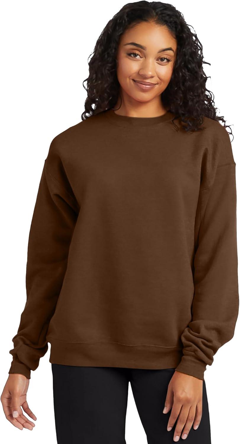 imageHanes Mens Sweatshirt EcoSmart Fleece Crewneck Sweatshirt Big amp Tall Available 1 or 2PackArmy Brown