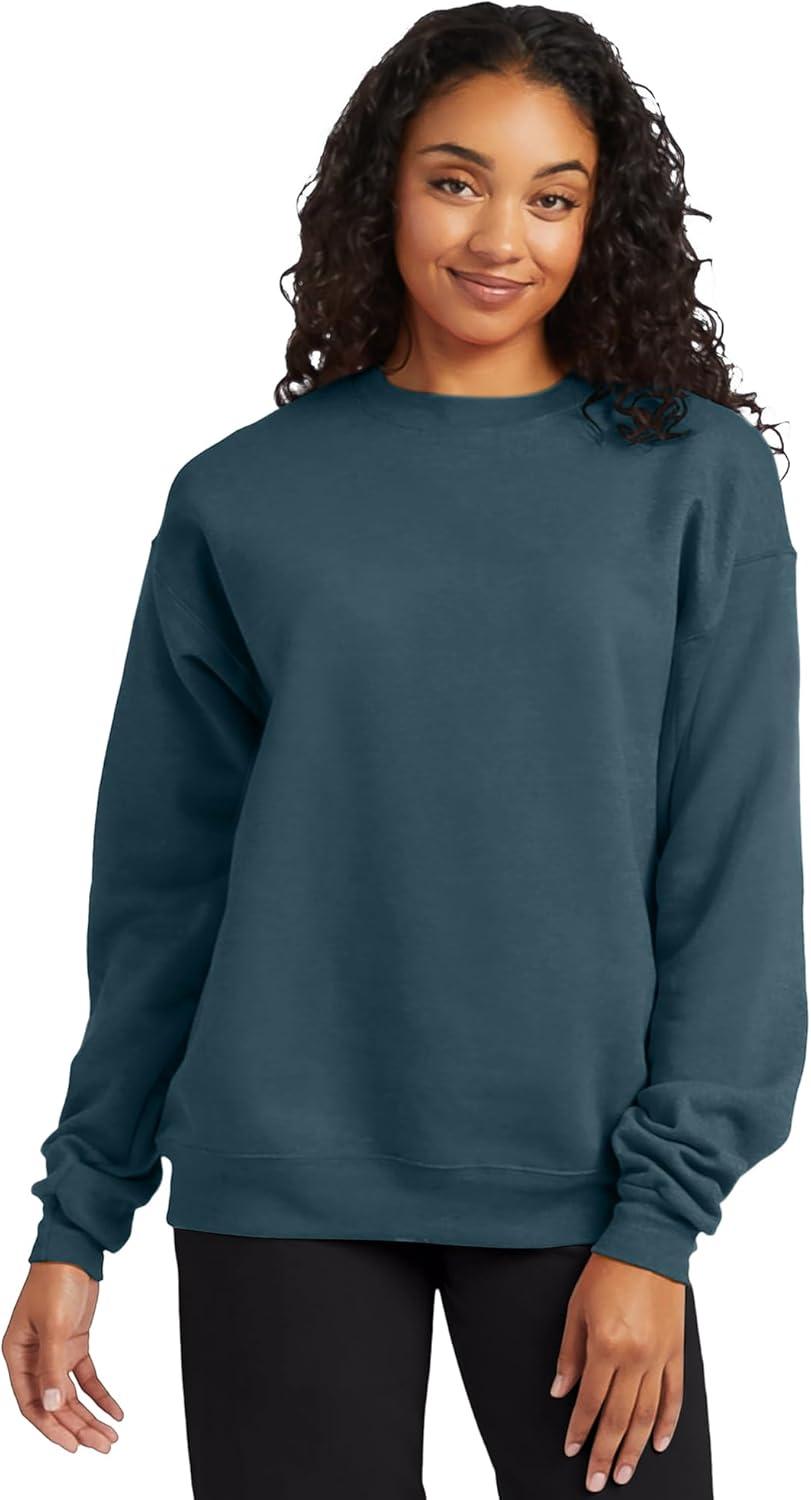 imageHanes Mens Sweatshirt EcoSmart Fleece Crewneck Sweatshirt Big amp Tall Available 1 or 2PackMetallic Teal