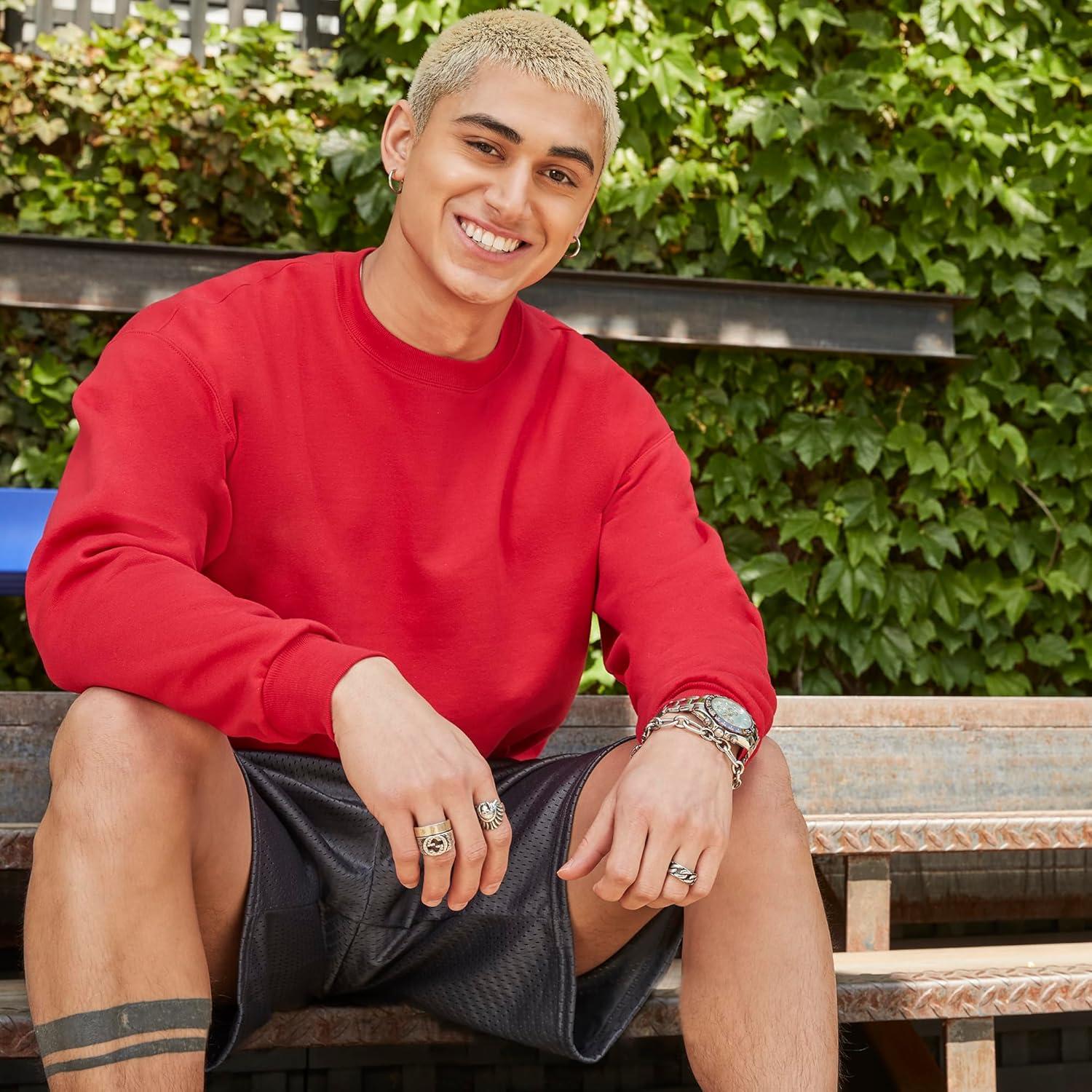 imageHanes Mens Sweatshirt EcoSmart Fleece Crewneck Sweatshirt Big amp Tall Available 1 or 2PackMulled Berry