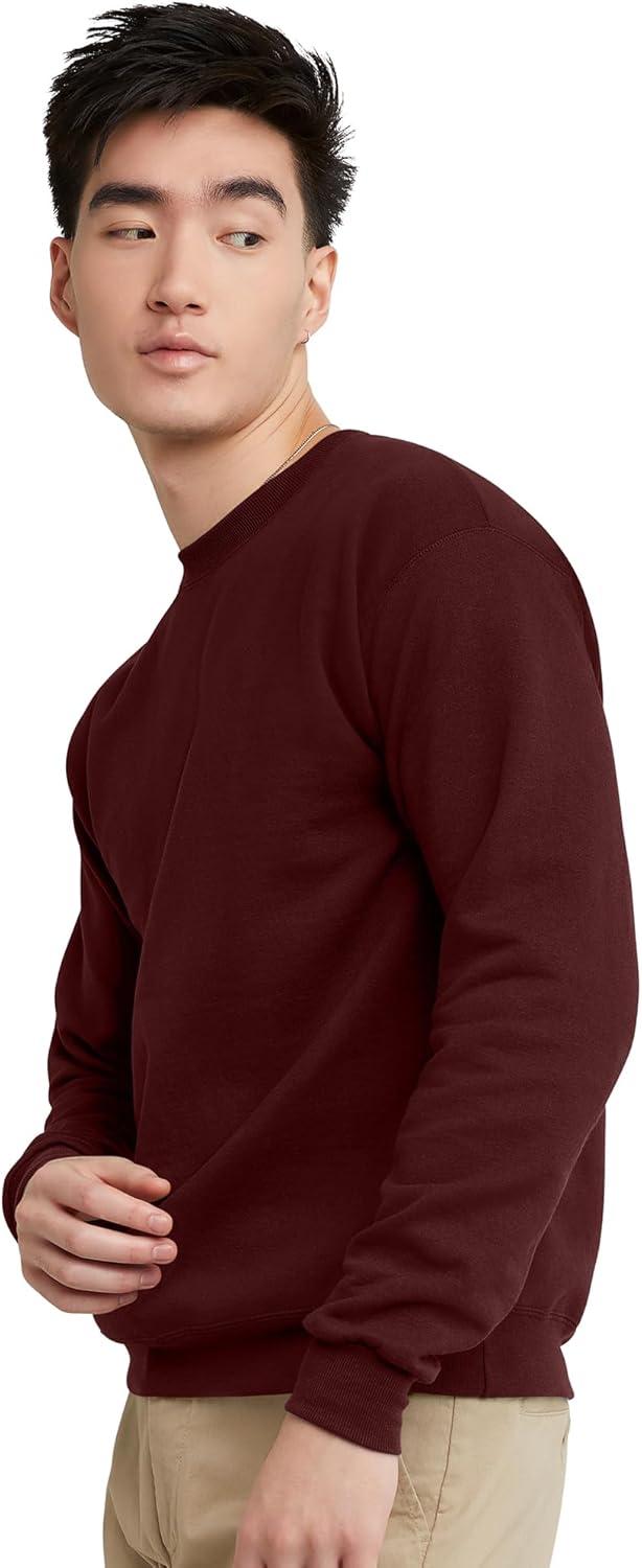 imageHanes Mens Sweatshirt EcoSmart Fleece Crewneck Sweatshirt Big amp Tall Available 1 or 2PackMulled Berry