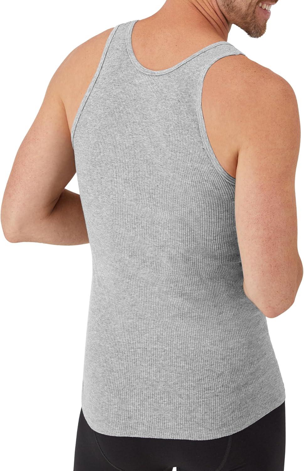 imageHanes Mens Tank Top Undershirt Pack MoistureWicking Cotton Ribbed Tanks for Men MultiPack White or BlackGrayBlackGrey  6 Pack